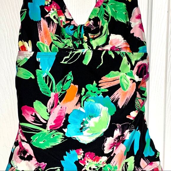 Catalina Swimsuit Floral Garden Multicolor Halter One Piece Swimsuit Medium - Picture 9 of 13